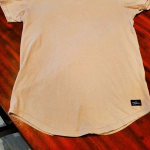 Hollister - Curved Hem Tee - Tan - Logo Patch